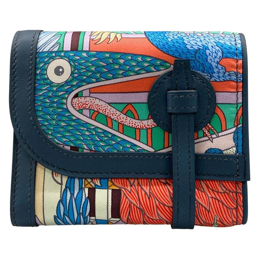 Hermès Avec Soie Compact Coin Case Veau Swift Silk